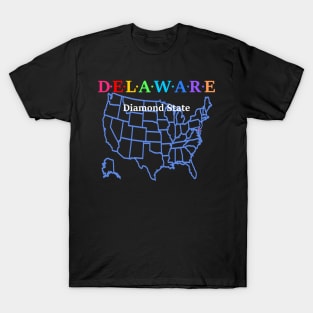 Delaware, USA. Diamond State (Map Version) T-Shirt